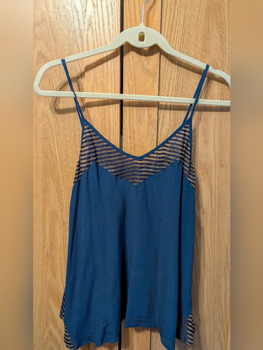 Line & Dot Teal Blue Silk Camisole with Lace Trim